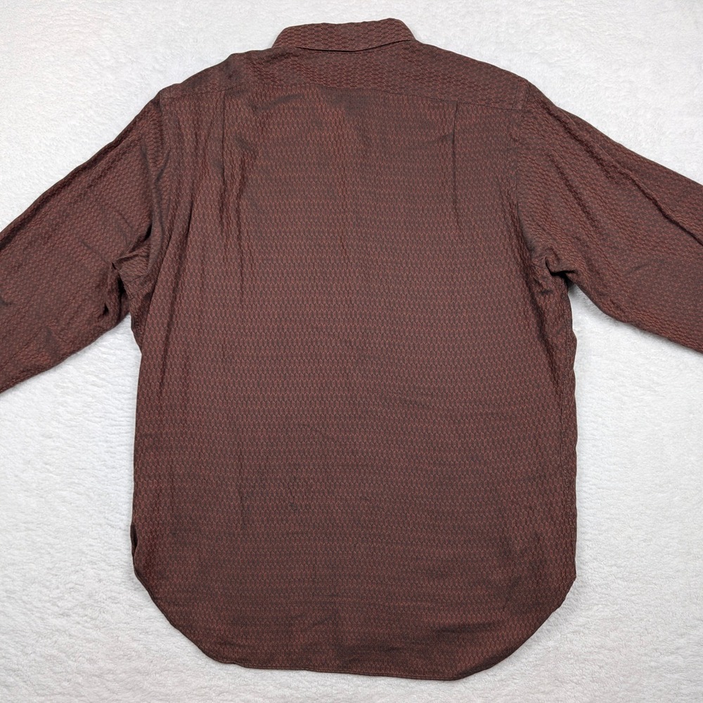 Vintage Neiman Marcus Shirt Mens L Brown Geometric Woven Button Made USA 70s 80s - Picture 9 of 10